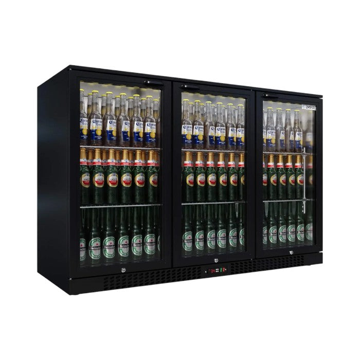 Empire Triple Door 330L Commercial Back Bar Bottle Cooler – Hinged Doors | CL-320H