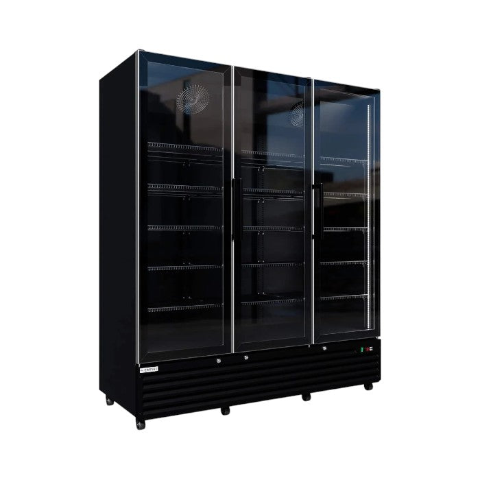 Empire Triple Door Upright Display Fridge Cooler 1483L – Commercial Glass Door Back Bar Bottle Merchandiser CL-1500W, Black