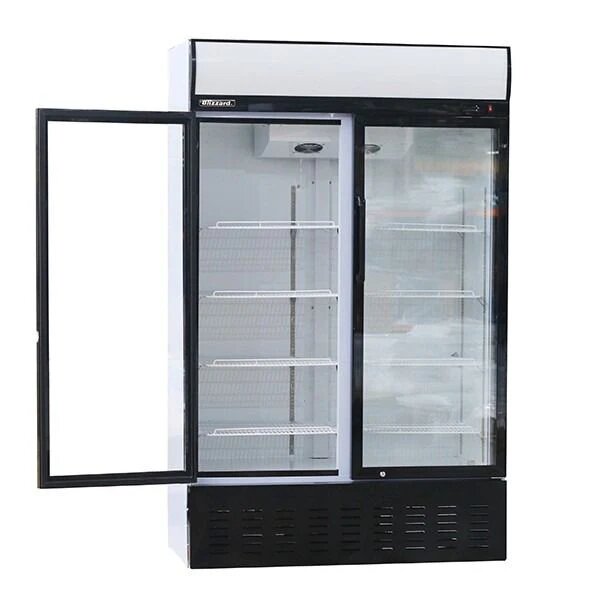 Blizzard Double Glass Door Merchandiser 630L – White Laminated Exterior with LED Illumination GD630