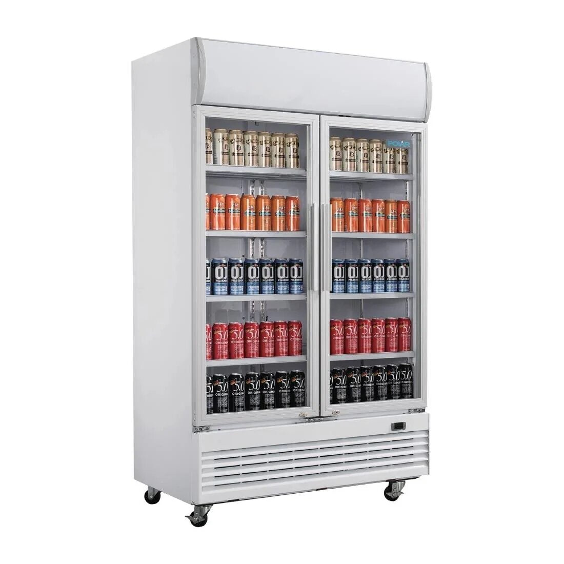Polar GE580 Upright Display Cooler 950L Hinged Doors White
