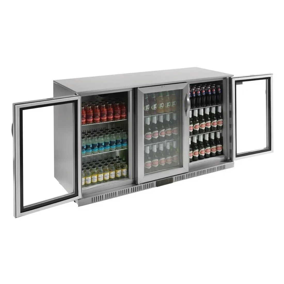 Polar GL009 Back Bar Cooler – 330L, Stainless Steel, Hinged Doors, LED Lighting, Commercial Bottle Fridge