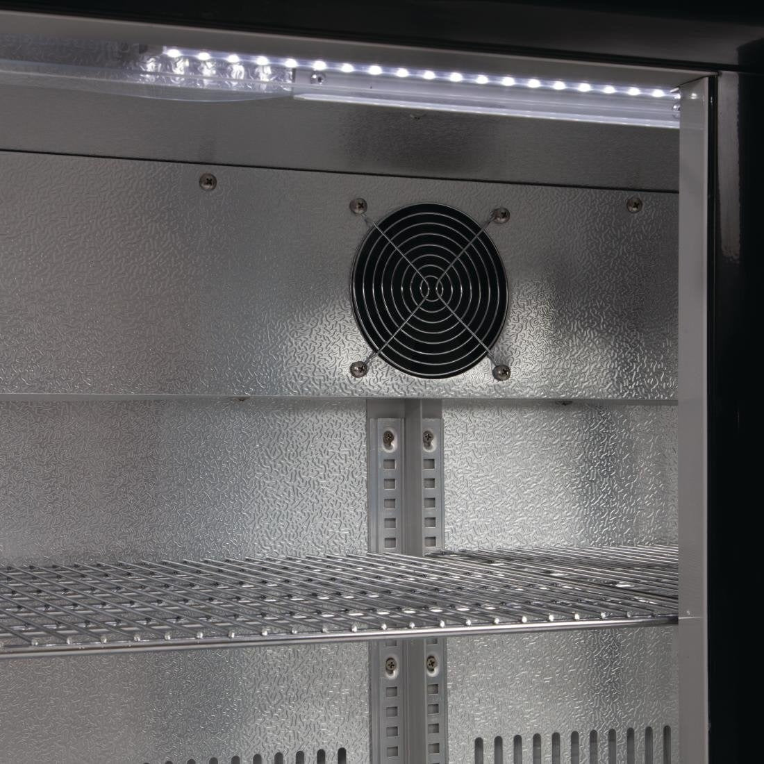 Polar Double Hinged Door Back Bar Cooler in Black with LED Lighting - 198L, GL012
