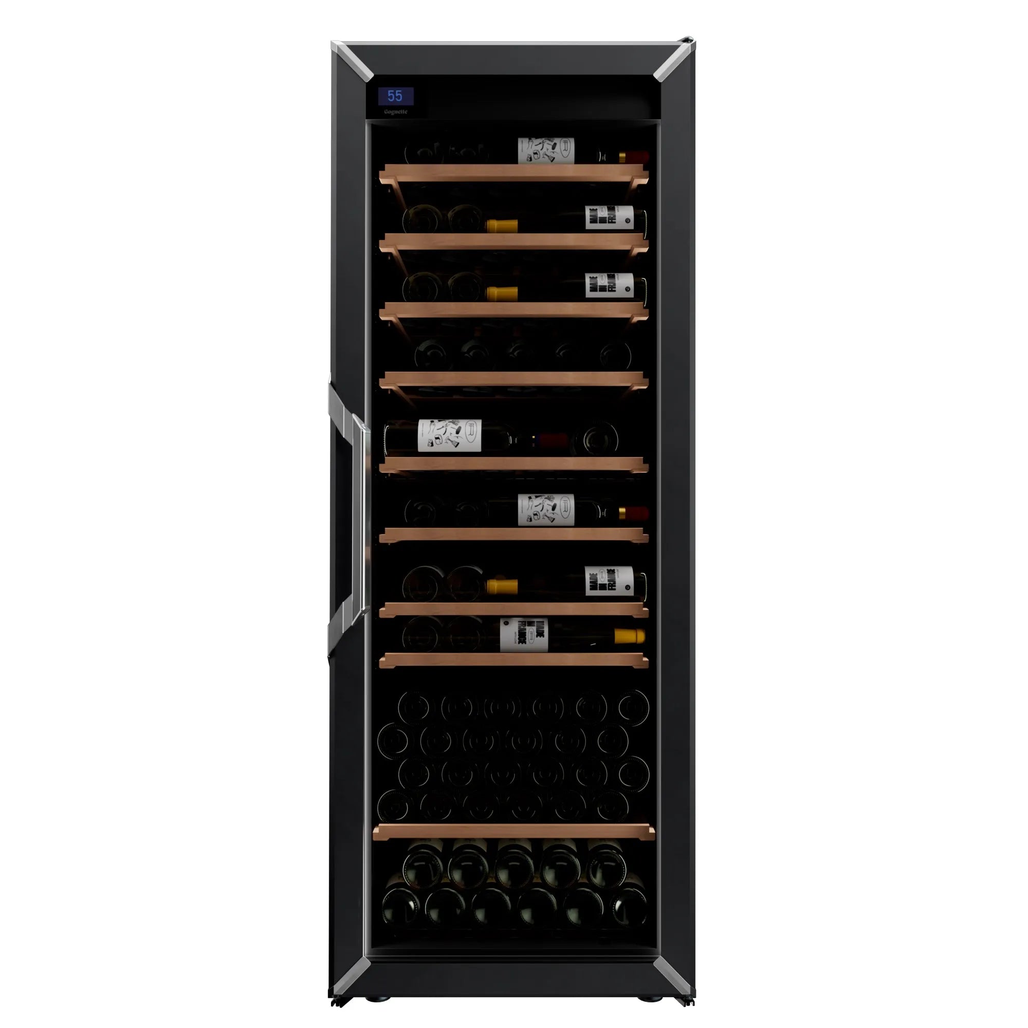 Goguette Large Single Zone Wine Fridge | Black Matte, 150–220 Bottle Capacity, Digital Temperature Control