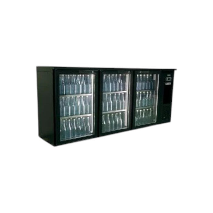 Gamko E3/222GMU84 Glass Triple Door Anthracite Undercounter Bottle Cooler, 531 x 330ml Bottles, LED Display, Hinged Doors