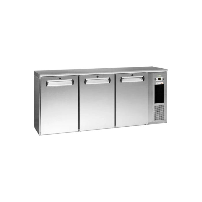Gamko E3/222MUCS84 Triple Door Stainless Steel Undercounter Bottle Cooler, Solid Hinged Doors, 531 × 330ml Bottle Capacity