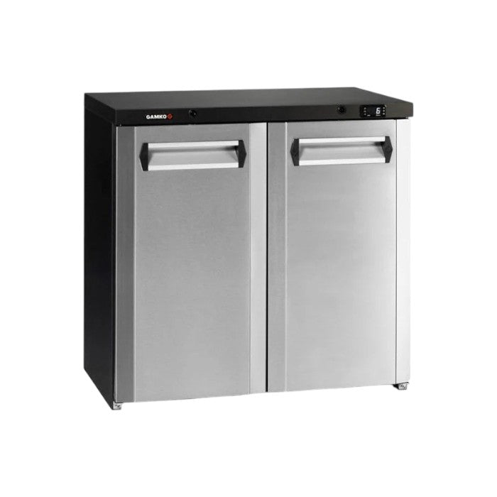 Gamko MG3/250CS Maxiglass 250L Hinged Stainless Steel Front Double Door Undercounter Bottle Cooler