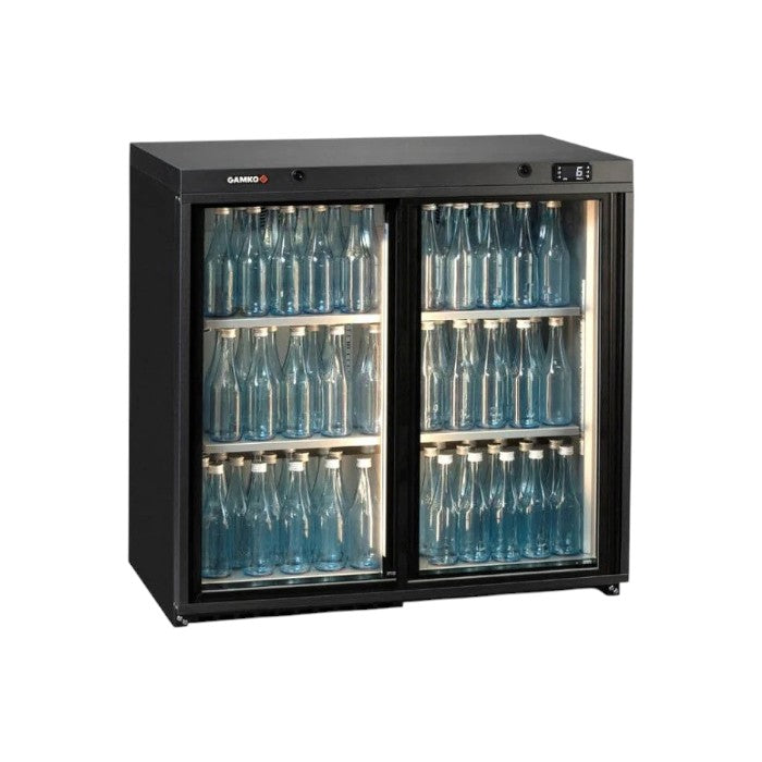 Gamko MG3/250SD Maxiglass Sliding Glass Double Door Undercounter Bottle Cooler – 250 Litres