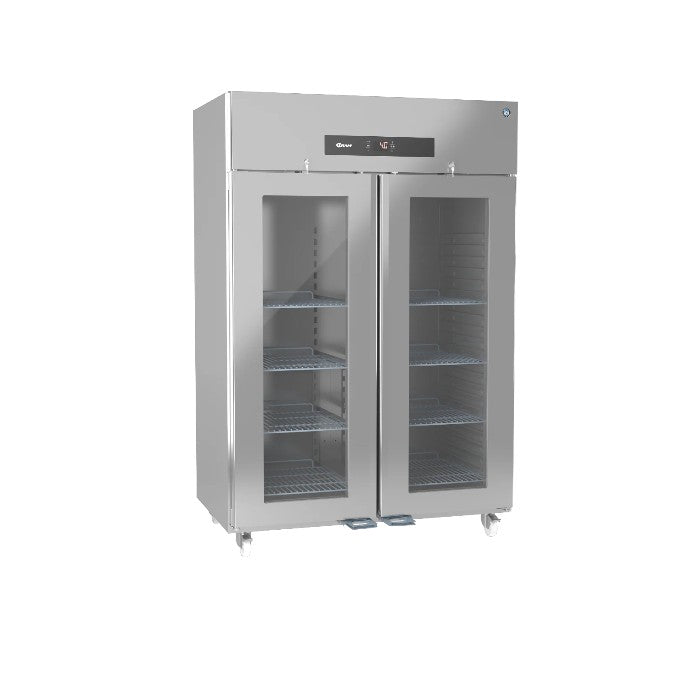 Hoshizaki Premier KG 140 C U Glass Double Door Stainless Steel Upright Display Refrigerator, 1400L, R290 Refrigerant, Energy-Efficient Commercial Fridge