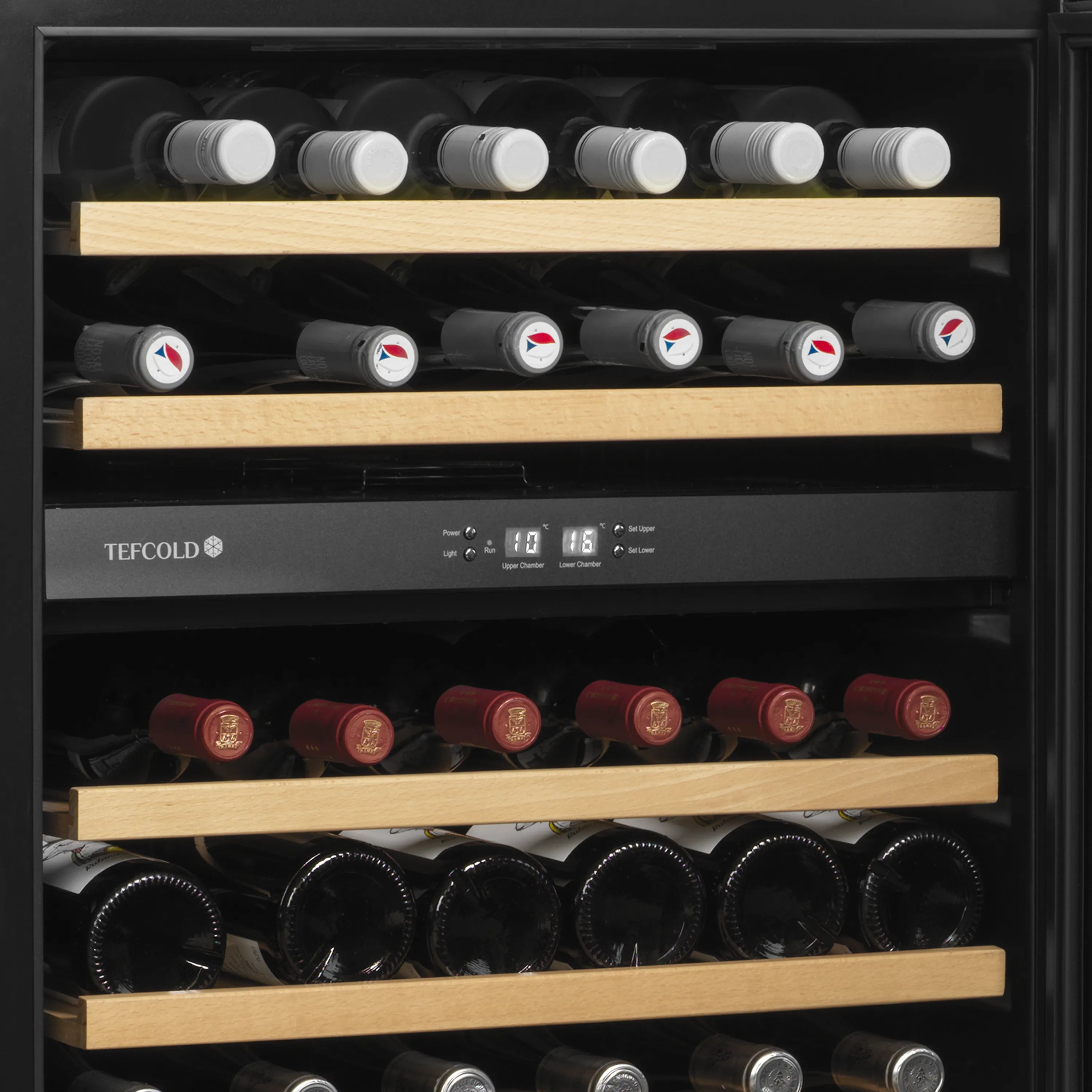 TFW200-S Undercounter Wine Cooler with Glass Door – 48 Bottle Capacity, Single Zone, Stainless Steel Frame, Black Finish