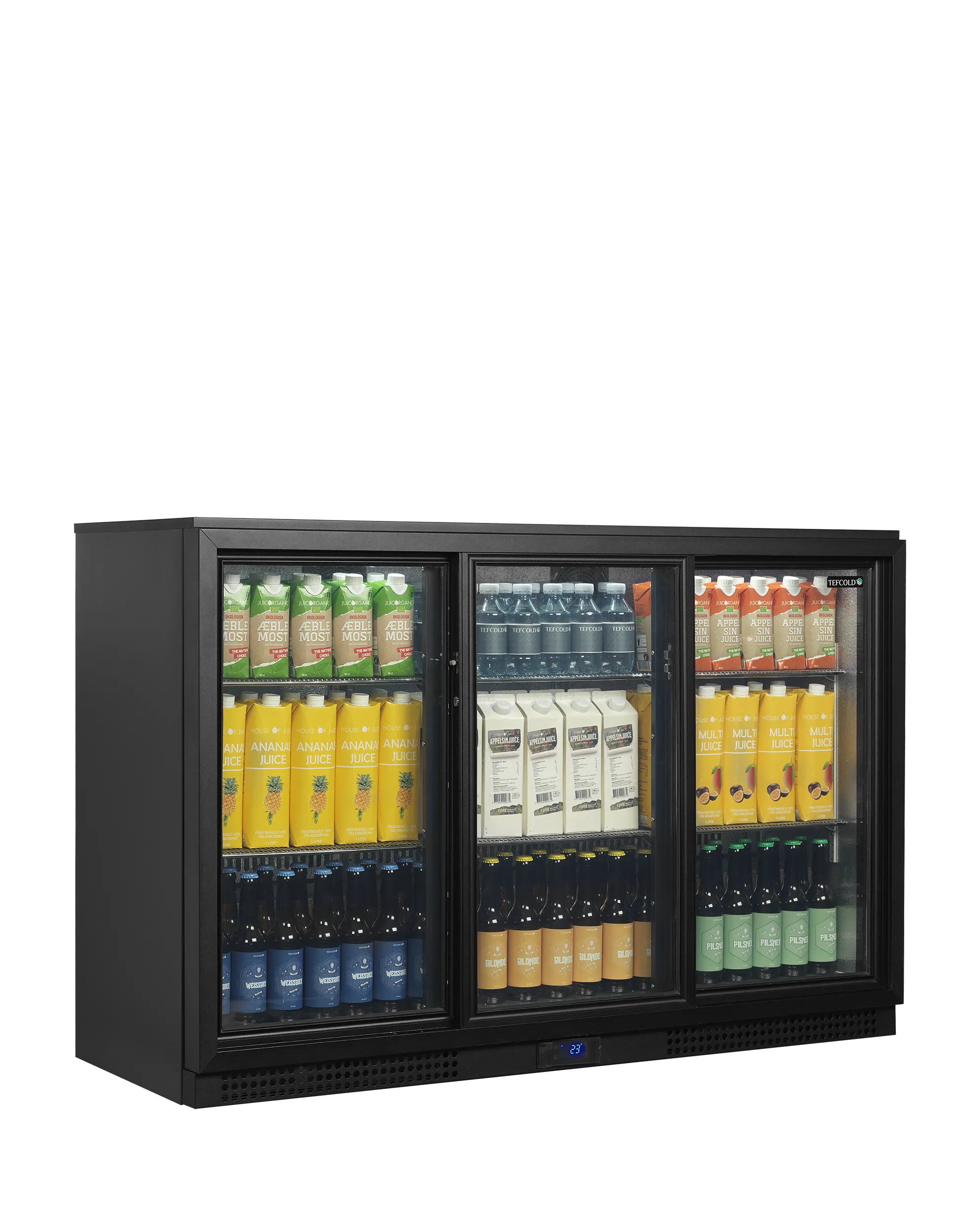 Back Bar Cooler BA31S-3 – Triple Sliding Glass Door Bar Fridge, 311L, Energy Class B, Black Finish
