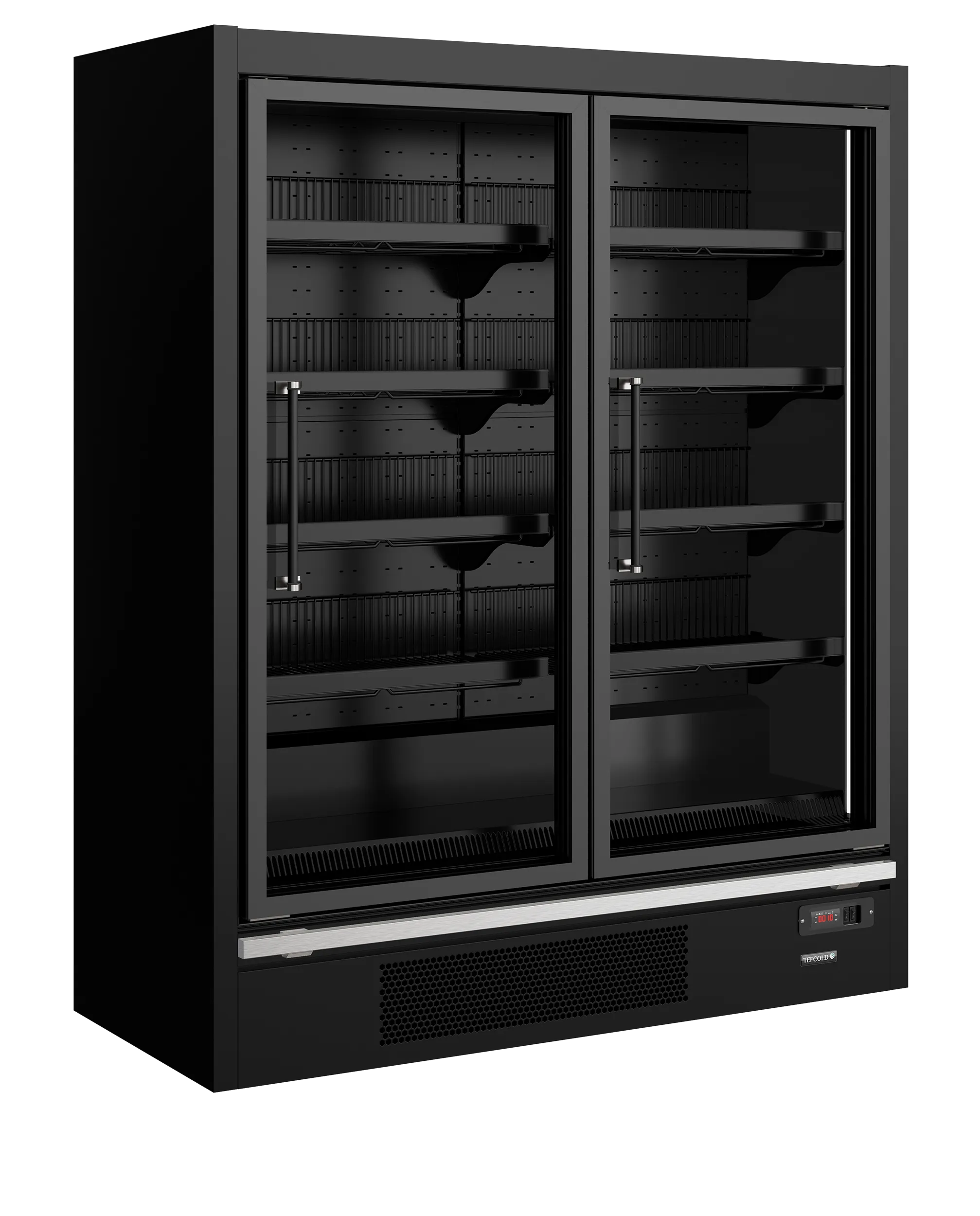 Galaxy+ GPF2D Black Glass Door Freezer – 2 Hinged Heated Doors, Ventilated Cooling, LED Interior, Adjustable Shelves, -18°C to -15°C