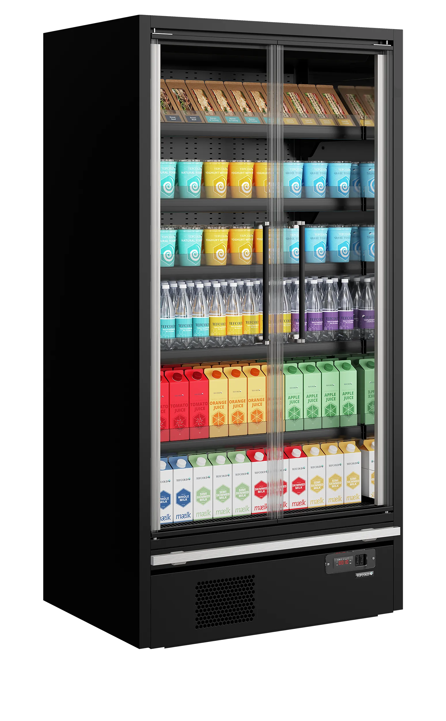 TEFCOLD Galaxy+ GP10FGD Black Multideck Display Fridge with Frameless Glass, Doors Energy Class B