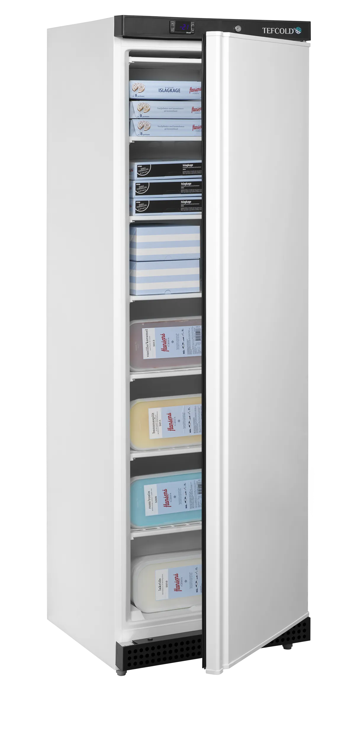 Upright Freezer UF400 – 400L White Solid Door Freezer with Electronic Thermostat, Fixed Shelves, Lock & Digital Temperature Display