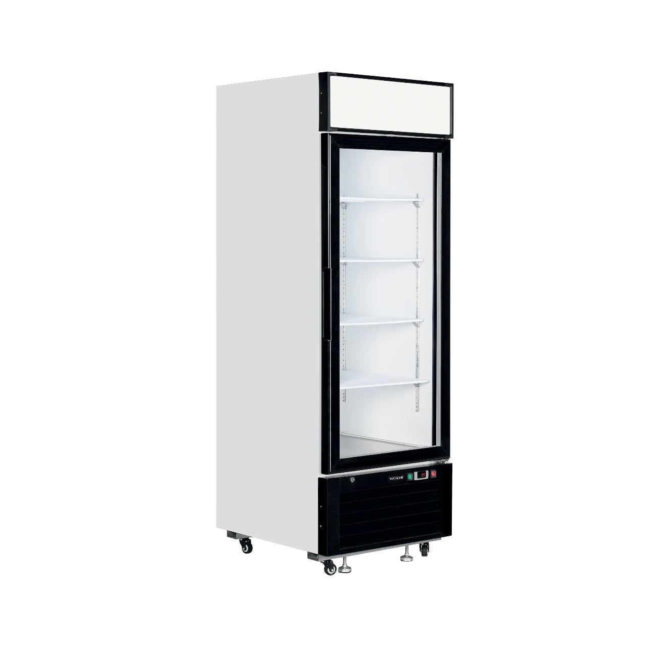 Tefcold LGC2500 Single Door Glass Door Merchandiser – LED Display, Fan-Assisted Cooling, Adjustable Shelves, White Finish, 405L Capacity