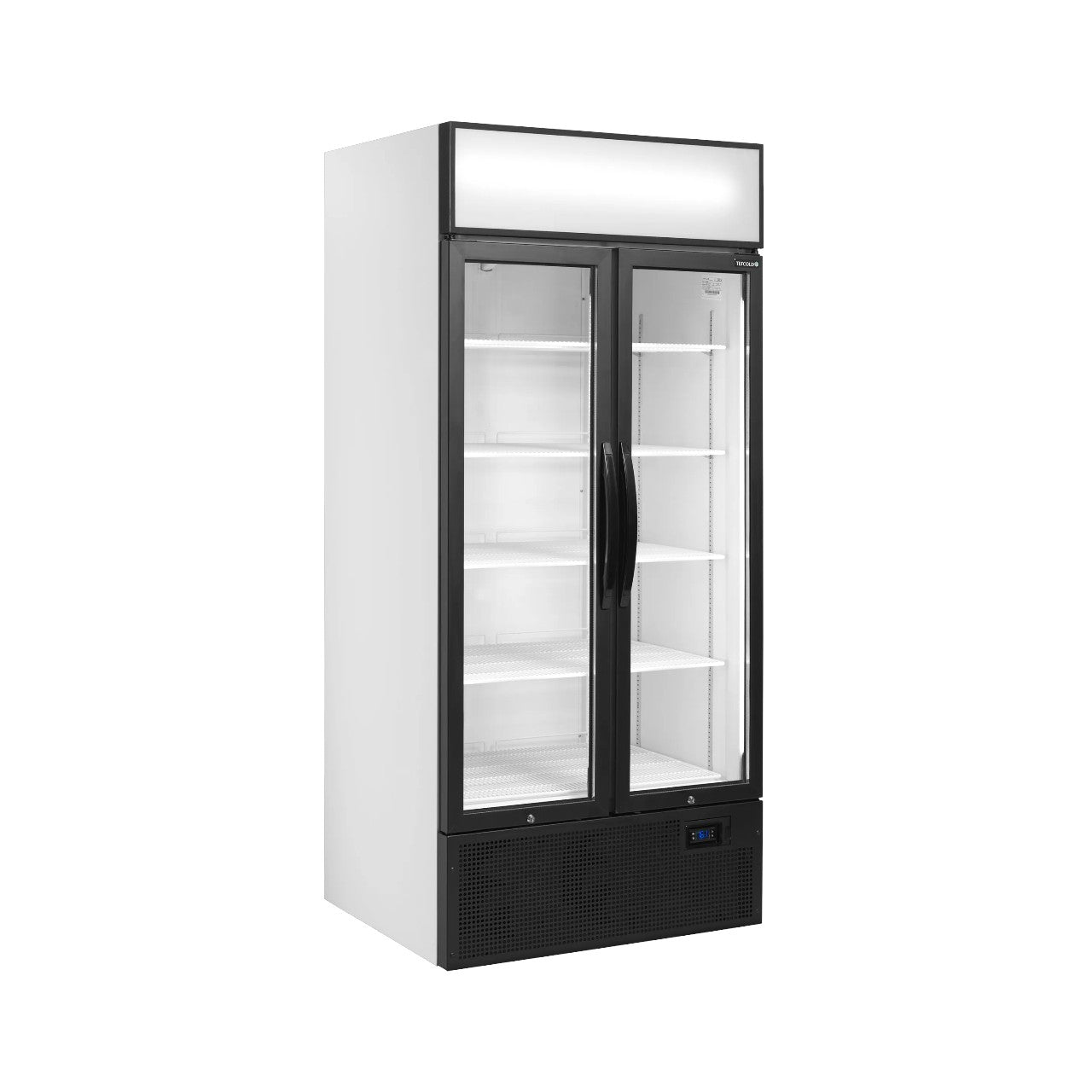 Glass Door Merchandiser FSC891H – 2 Hinged Doors, Fan-Assisted Cooling, LED Lighting, 535L Capacity, White