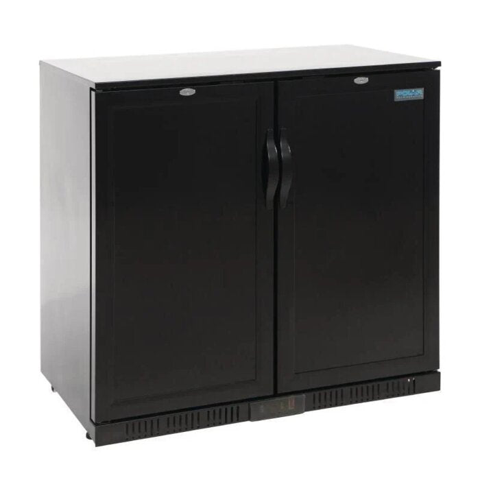 Polar Back Bar Cooler Double Solid Hinged Door - 208L | Lockable, LED, Auto-Defrost, Stainless Steel