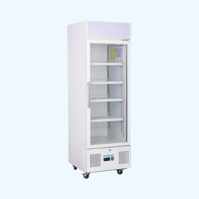 Polar Display Fridge 228L DM075 | Fan-Assisted Cooling, LED Interior Light & Lockable Door