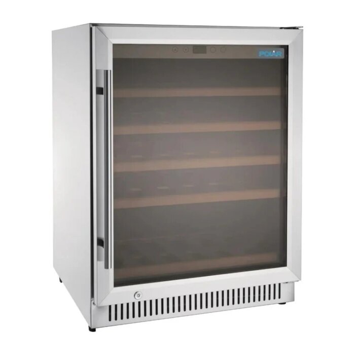 Polar G-Series GG762 Undercounter Wine Fridge – 51 Bottles, Stainless Steel, Fan-Assisted Cooling, LED Lighting
