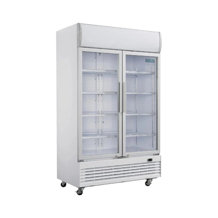 Polar GE580 Upright Display Cooler 950L Hinged Doors White