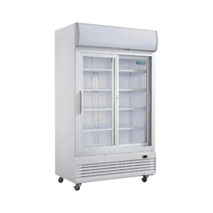 Polar GE581 Upright Display Cooler 950L Sliding White