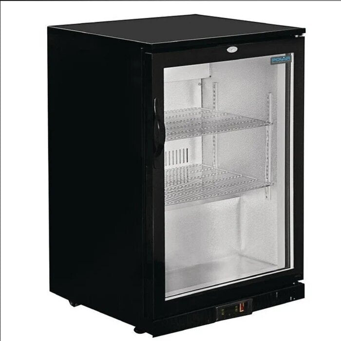 Polar GL001 Single Door Back Bar Cooler – 198L Black Beer Fridge with LED Lighting, Auto Defrost & Lockable Double-Glazed Door