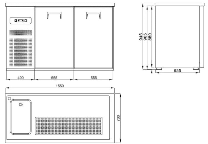 Combisteel Double Door Bottle Cooler Beer Tap Counter – Stainless Steel – 2 Doors – Premium Bar Unit