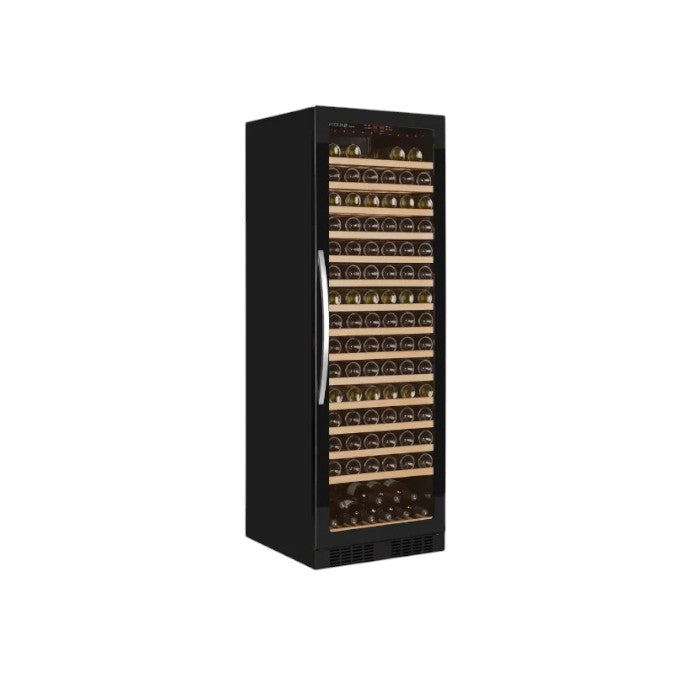 Tefcold TFW400F Wine Cooler – 165 Bottles, Frameless Glass Door, Adjustable Wooden Shelves, Fan-Assisted Cooling, Black