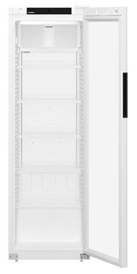 Liebherr MRFVC 4011 White Glass Single Door Display Fridge – 400L, Forced Air Cooling, Self-Closing Door, Lockable, 6 Adjustable Shelves