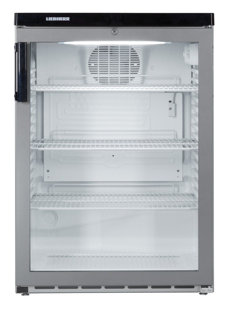 Liebherr FKVESF1803 171L Glass Door Undercounter Display Chiller – Silver, Forced Air Cooling, Lockable, 4 Adjustable Shelves