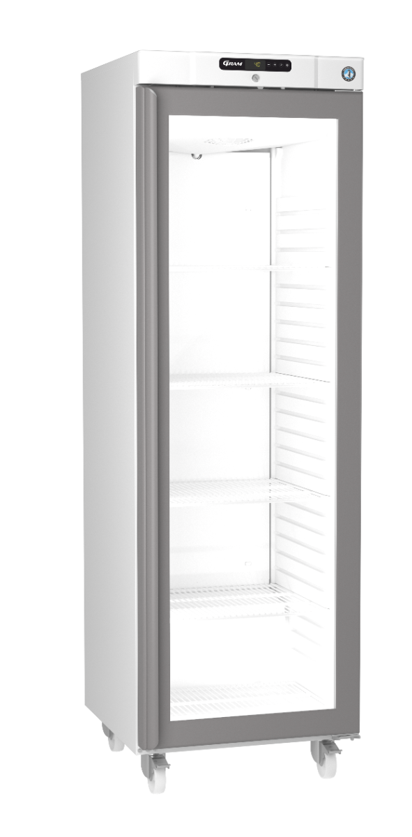 Hoshizaki Compact KG420L Glass Single Door White Upright Display Refrigerator, 343L Capacity