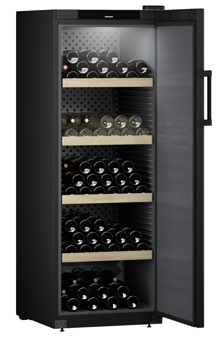 Liebherr WSbl 5001 Upright Wine Fridge – 196 Bottle Capacity, Beech Wood Shelves, Touch Display, Black