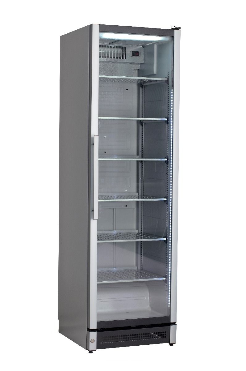 Vestfrost M210 488L Glass Single Door Upright Display Cooler – LED Lighting, Ventilated Cooling, Energy Efficient, Lockable, Adjustable Shelves, Silver