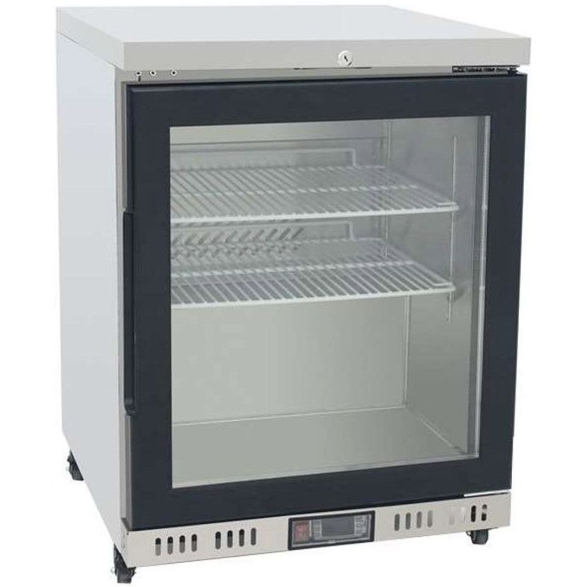 Atosa MBC24G Glass Single Door Undercounter Fridge, 145L – Stainless Steel, Digital Temperature Control, Lockable, Adjustable Shelves