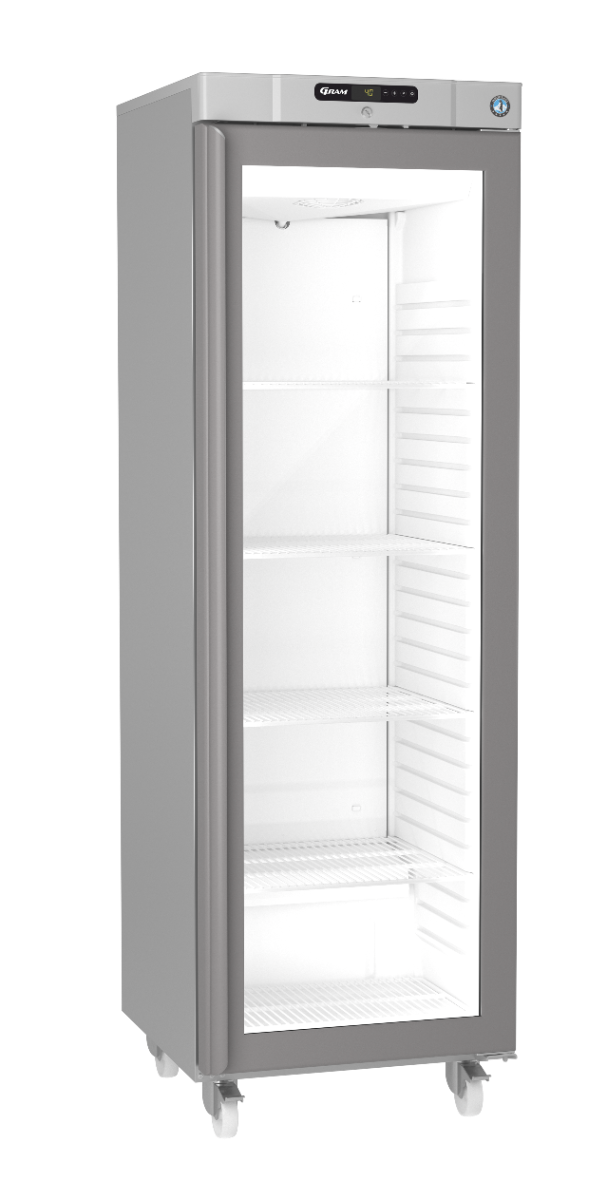 Hoshizaki KG420R Compact Glass Door Upright Display Refrigerator, Stainless Steel, 343L, Single Door