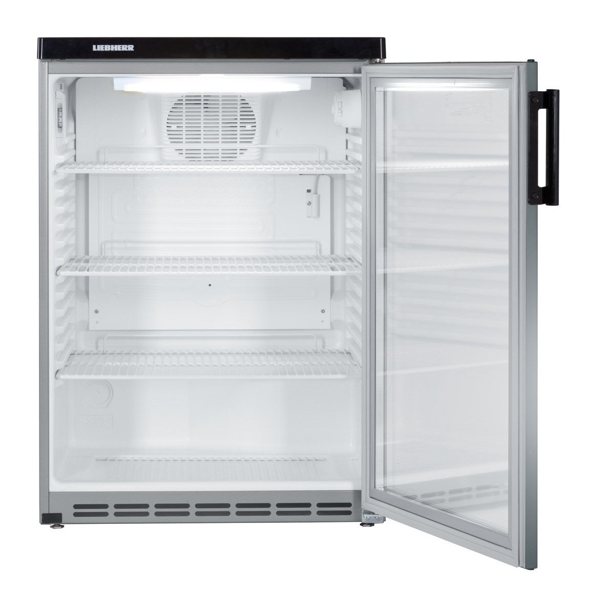 Liebherr FKVESF1803 171L Glass Door Undercounter Display Chiller – Silver, Forced Air Cooling, Lockable, 4 Adjustable Shelves