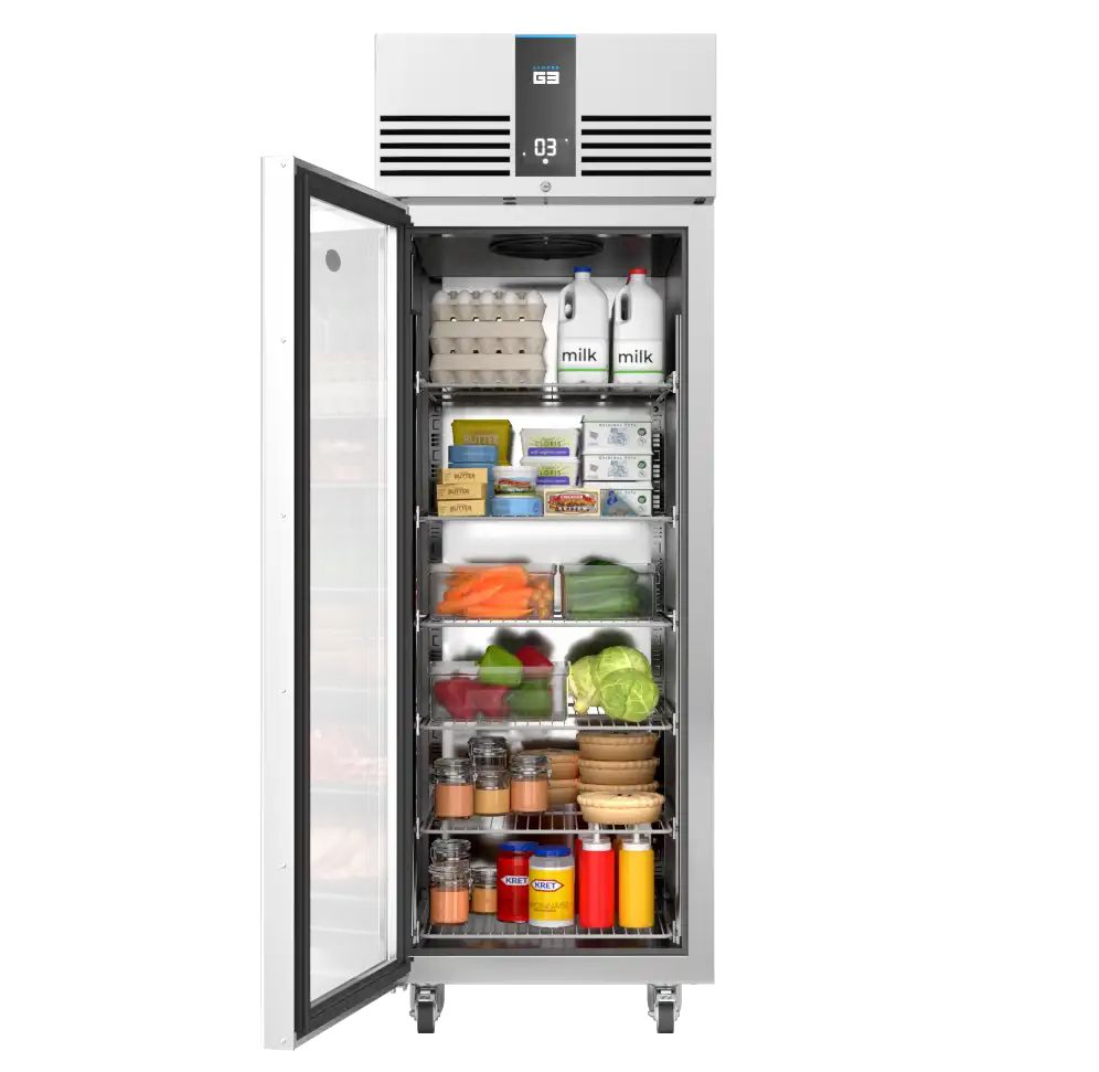 Foster EP700G/41-438 EcoPro G3 Single Glass Door Upright Refrigerator, 600L, Energy Efficient LED, Stainless Steel