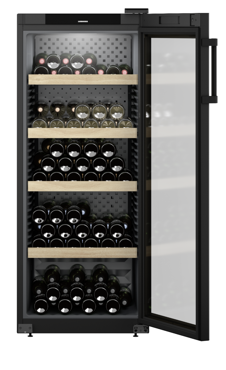 Liebherr WPbl 4601 Upright Wine Storage Fridge, 166 Bottle Capacity, Black Finish, Precision Temperature Control