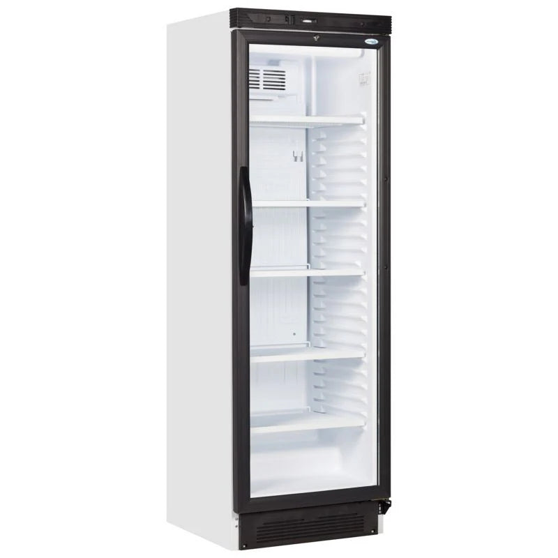 Tefcold Single Glass Door Display Merchandiser Fridge | LED Lighting, Fan-Assisted Cooling & Lockable Door