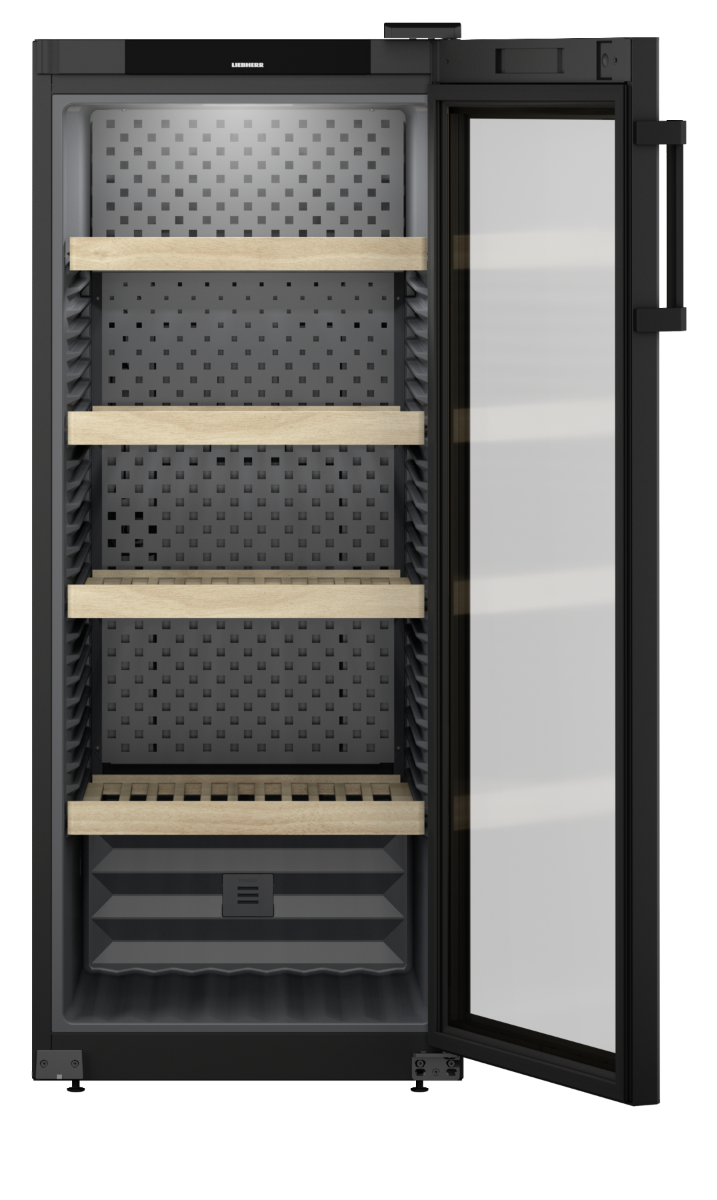 Liebherr WPbl 4601 Upright Wine Storage Fridge, 166 Bottle Capacity, Black Finish, Precision Temperature Control
