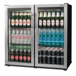 Autonumis RQC00005 Maxi Stainless Steel Hinged Glass Double Door Bottle Cooler – 252L | 240 Bottles / 320 Cans