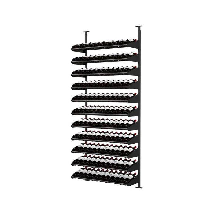 Ultra Showcase Standard Wine Display Kit – 121-Bottle Wall-Mountable Wine Rack, Matte Black, Modern Label-Forward Design