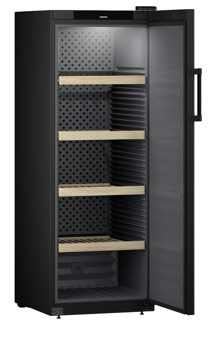 Liebherr WSbl 5001 Upright Wine Fridge – 196 Bottle Capacity, Beech Wood Shelves, Touch Display, Black