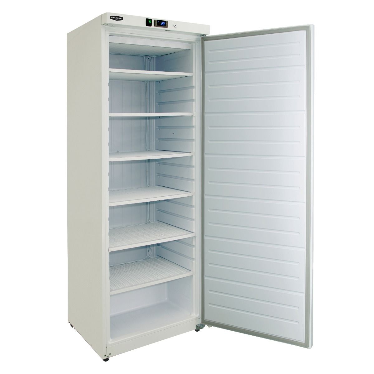 Sterling Pro SPF400W 360L Single Door Upright Freezer – Static Cooling, Manual Defrost, Lockable, White