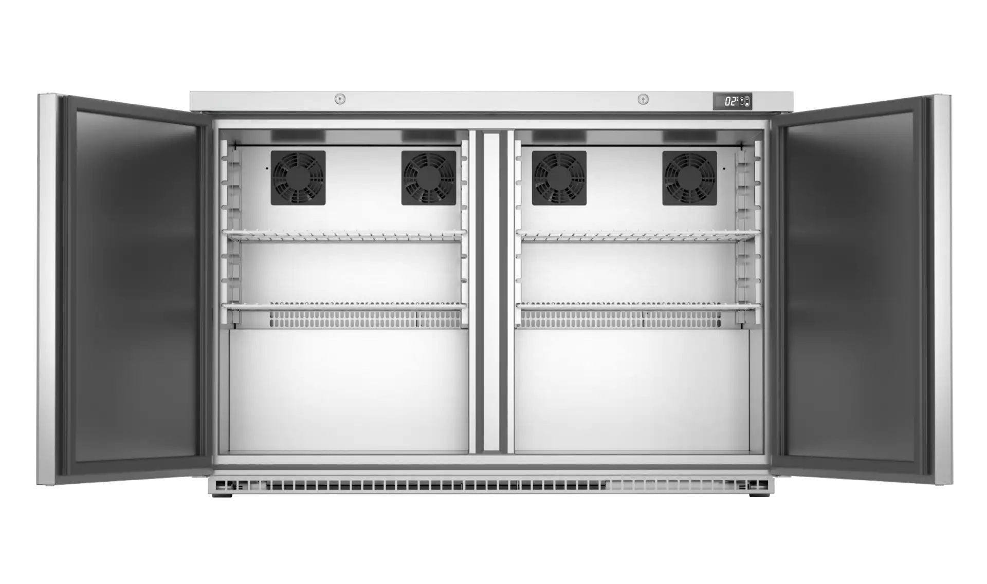 Foster HR360/13-117 Double Door Undercounter Cabinet Refrigerator, 360L, Stainless Steel, Front Breathing, Digital Display, 6 Shelves