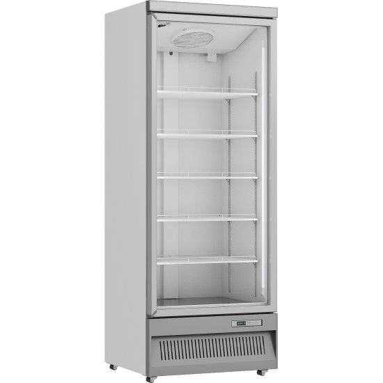Prodis XPD750-P-G-LE Glass Single Door White Display Fridge, 614L, Forced Air Cooling, LED Lighting, Adjustable Shelves