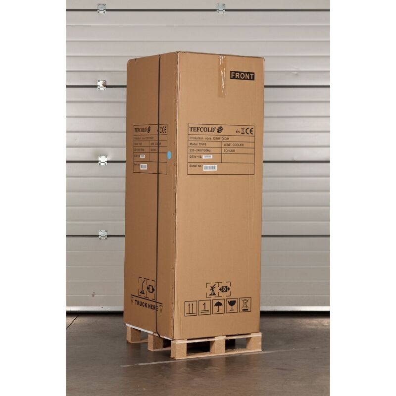 Tefcold TFW375 Wine Cooler – Large Capacity, Adjustable Wooden Shelves, Fan-Assisted Cooling, LED Lighting, Black