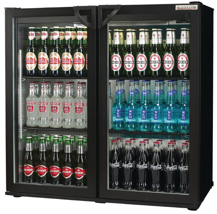 Autonumis RPC00001 Popular Double Door Black Bottle Cooler – 174 x 330ml Bottles / 144 x 330ml Cans