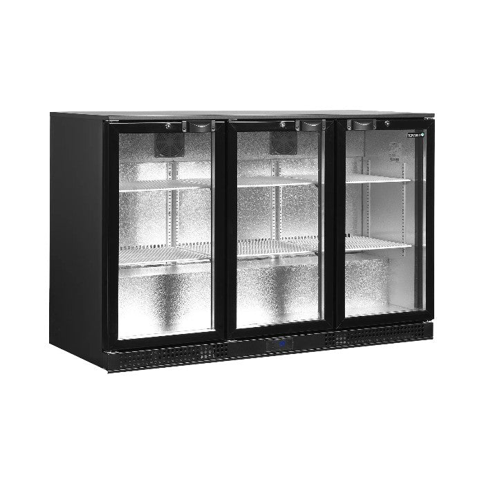 Tefcold DB301H Triple Door Back Bar Cooler – 300L Commercial Display Fridge, Black