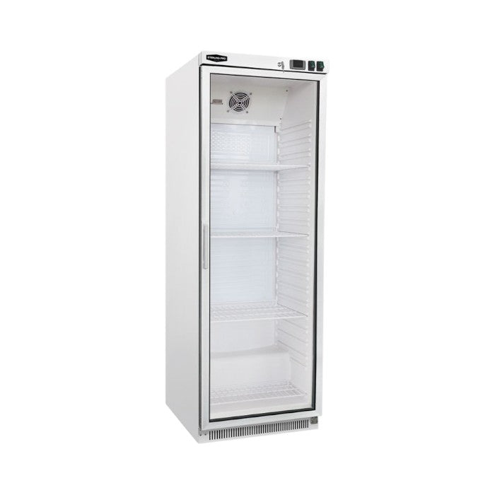 Sterling Pro Cobus SPF400G Single Glass Door Upright Freezer, White, 360L Capacity