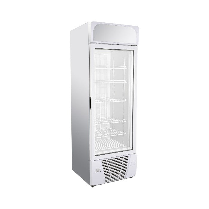 Sterling Pro Green BBVF500 Single Door Display Freezer, 496L Capacity, White Finish, LED Interior Light